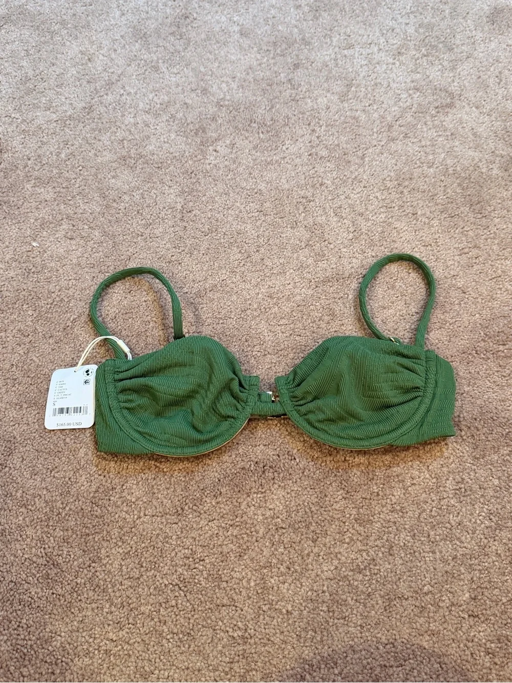 NWT new small free people fella Gabriel underwire bikini top cactus green swim